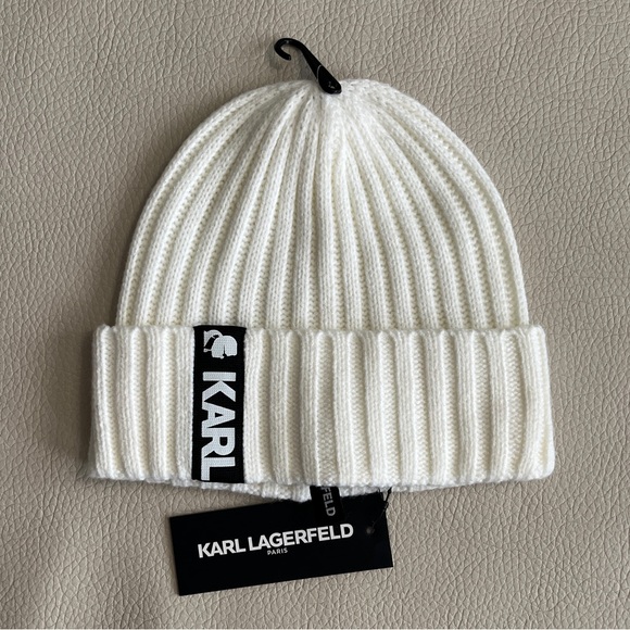 NWT - Karl Lagerfeld Paris Adult Logo Beanie - Picture 1 of 4